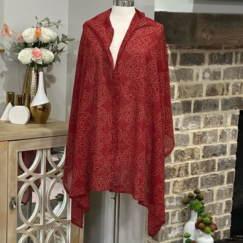 Indian Jaipuri Bohemian Long Scarf 🧣 in Red Color Combo